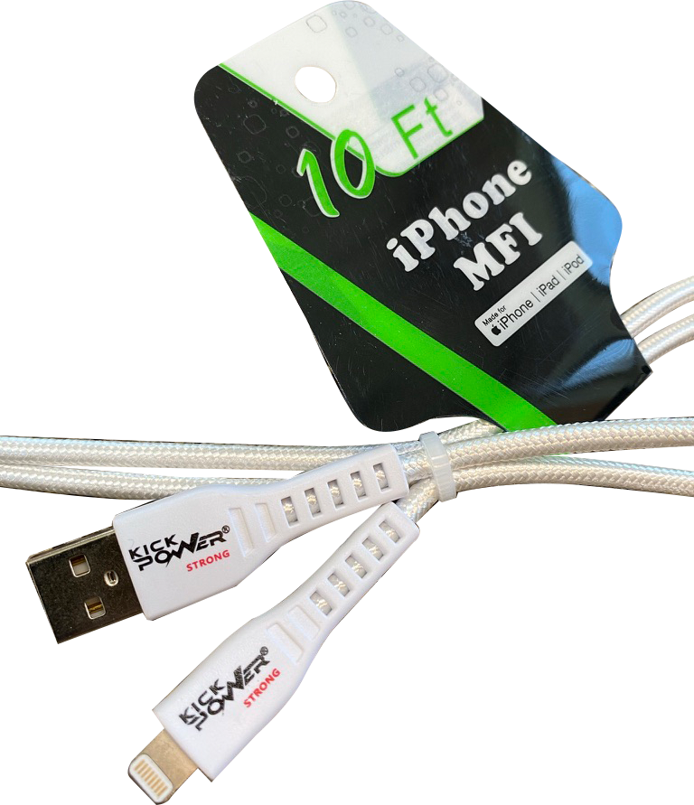 KickPOWER® iPhone 10ft Cable MFI