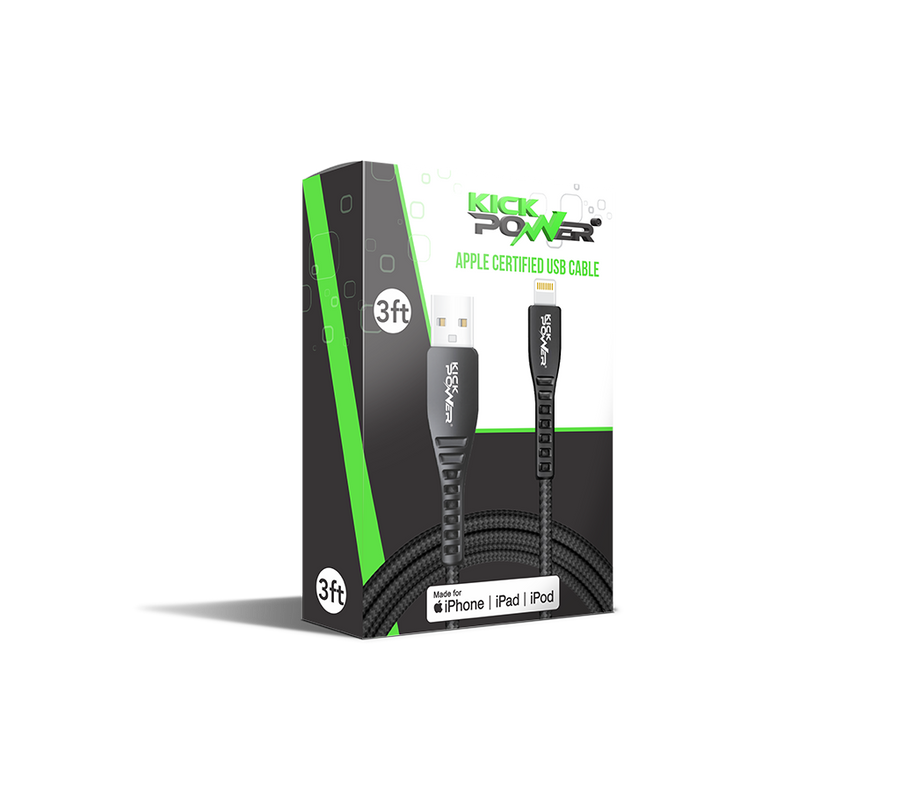 KickPOWER® 3ft iPhone Cable MFI
