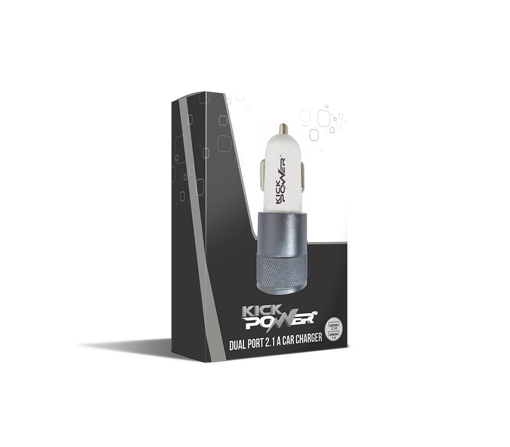 KickPOWER® Car Charger 2-USB Ports 2.1 Amp