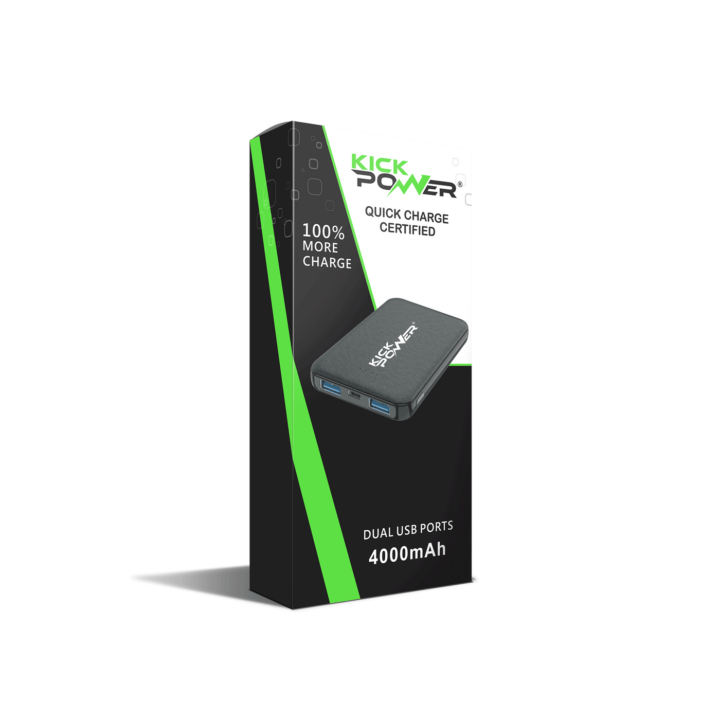 Kickpower Dual USB Fast Charging Portable Charger Power Bank 4,000 mAh