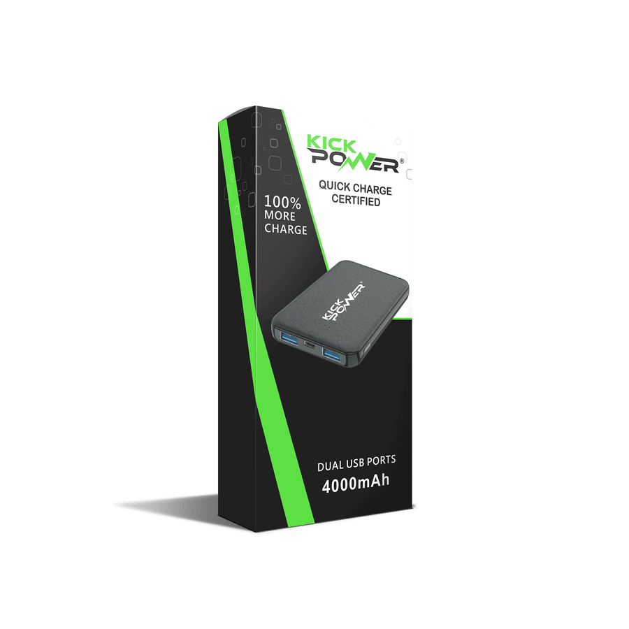 Kickpower Dual USB Fast Charging Portable Charger Power Bank 4,000 mAh